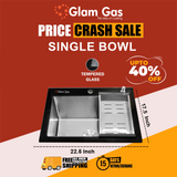 Glam Gas Sink-Life Style 11 Glass | Stainless steel sink | Kitchen Sink | Single Kitchen Bowl | Kitchen Basin