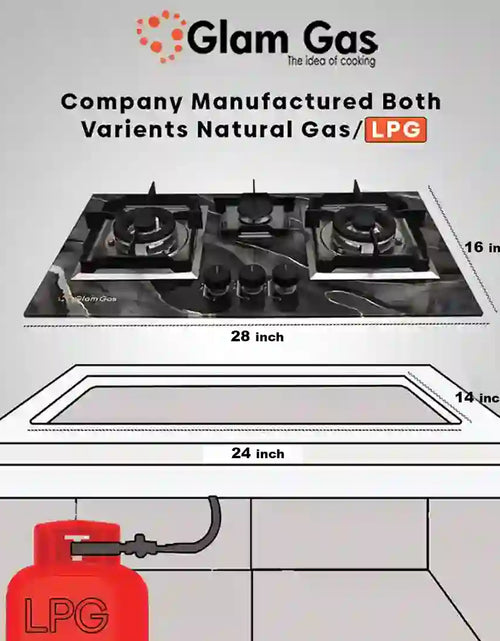 Load image into Gallery viewer, Glam Gas Hob | Digital | Tempered Glass | 3 Burner | Kitchen Stove | Gas Stove
