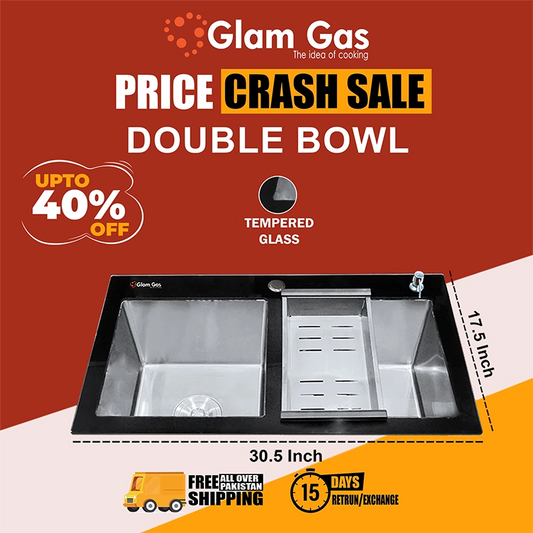 Glam Gas Sink-Lifestyle 12 Glass | Stainless steel sink | Kitchen Sink | Double Kitchen Bowl | Kitchen Basin