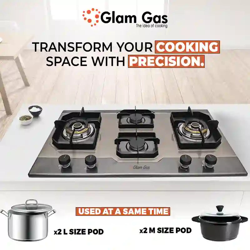 Ford | Hob 4 Burner | Stainless Steel |  Modern Stove for Stylish Kitchens
