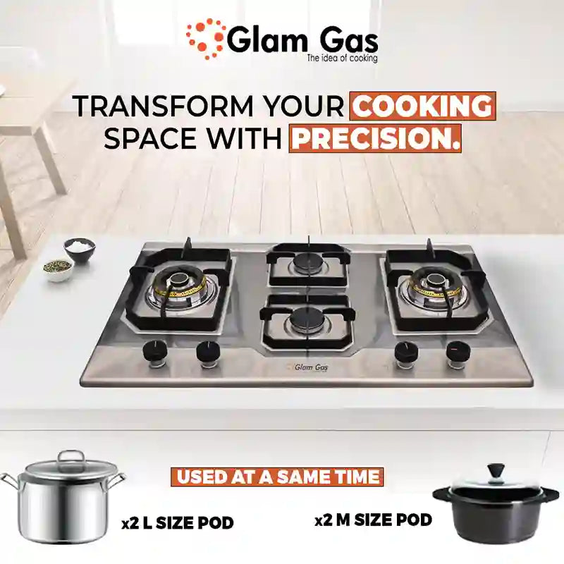 Ford | Hob 4 Burner | Stainless Steel |  Modern Stove for Stylish Kitchens
