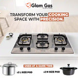 Ford | Hob 4 Burner | Stainless Steel |  Modern Stove for Stylish Kitchens