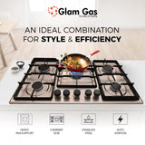 Glam Gas Hob | 903-H | Stainless Steel | 5 Burner | Kitchen Stove | Gas Stove