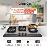 Glam Gas Hob | Galaxy | Stainless Steel | 3 Big Burner | Kitchen Stove | Gas Stove