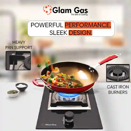 Glam Gas Hob | GG-12 | Tempered Glass | 1 Burner | Kitchen Stove | Gas Stove