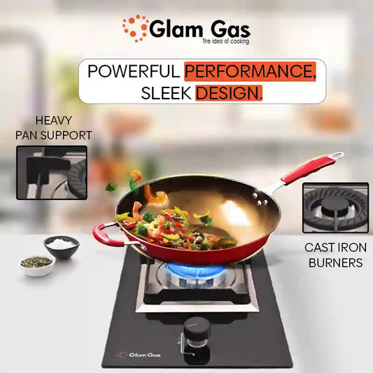 Glam Gas Hob | GG-12 | Tempered Glass | 1 Burner | Kitchen Stove | Gas Stove