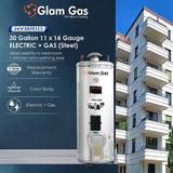Glam Gas Water Heater | Water Heater | Geyser | 30 Gallon 11x14 Gauge Electric + Gas Stainless Steel