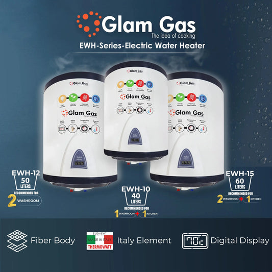 Electric Water Heater Geyser – EWH Series (40L, 50L, 60L) | Glam Gas