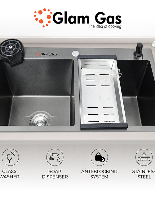 Load image into Gallery viewer, Glam Gas Sink-Lifestyle 57 Texture BK | Stainless steel sink | Kitchen Sink | Double Kitchen Bowl | Kitchen Basin
