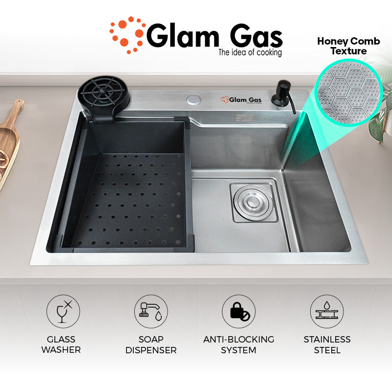 Glam Gas Sink-Lifestyle 6-6 Texture Kitchen Sink | Stainless steel sink | Kitchen Sink | Single Kitchen Bowl | Kitchen Basin