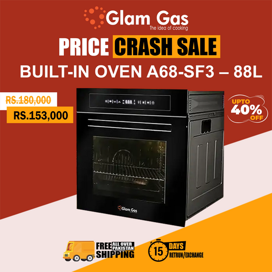 Glam Gas Built-in Oven A68-SF3 – 88L Large Capacity Oven | Glam Gas Oven | Built in Oven | Electric Oven