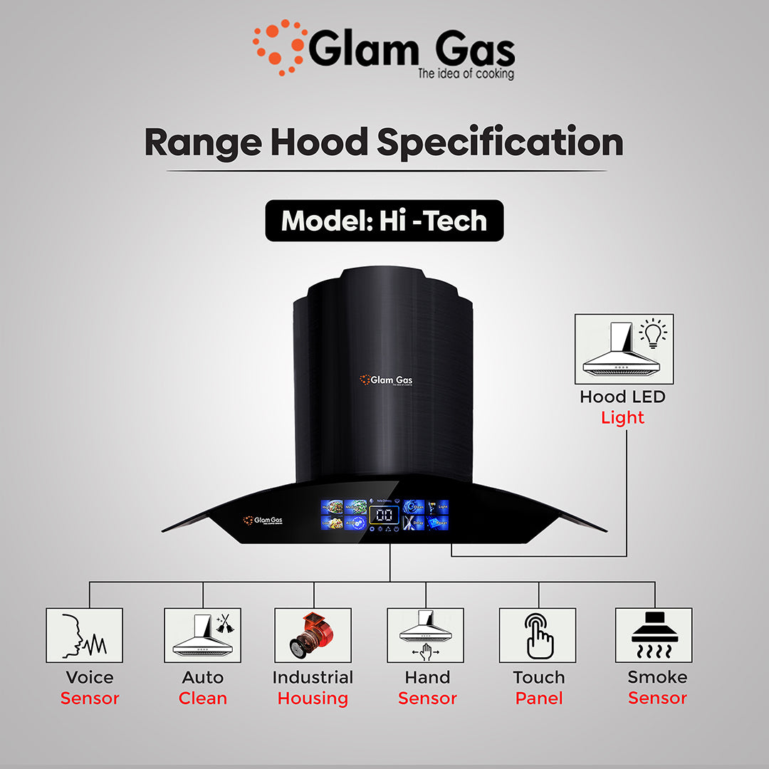 Glam Gas Range Hood | Hi Tech | Kitchen Hood | Chimney