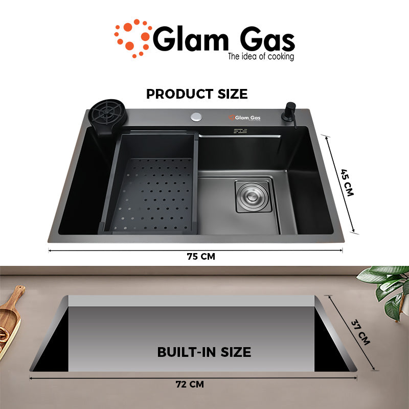 Glam Gas Sink-Lifestyle OBL Bk | Stainless steel sink | Kitchen Sink | Single Kitchen Bowl | Kitchen Basin