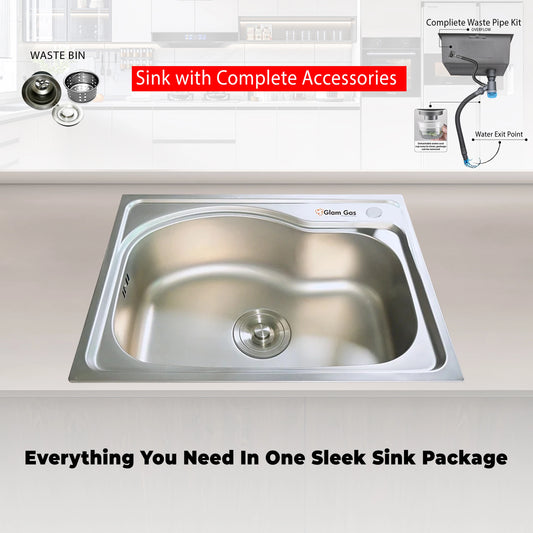 Glam Gas Sink F-10 | Stainless steel sink | Kitchen Sink | Single Kitchen Bowl | Kitchen Basin