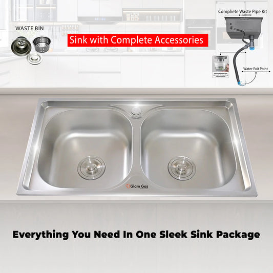 Glam Gas Sink F-02 | Stainless steel sink | Kitchen Sink | Double Kitchen Bowl | Kitchen Basin