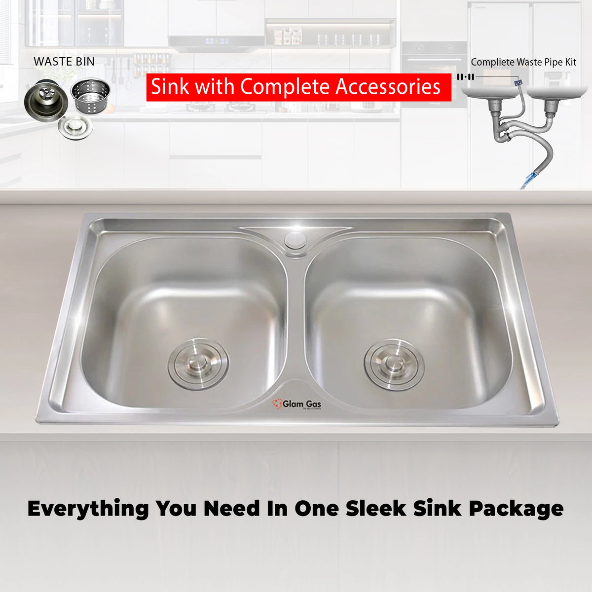 Sink F-02 | Stainless steel | Kitchen Sink | Double Kitchen Bowl | Basin