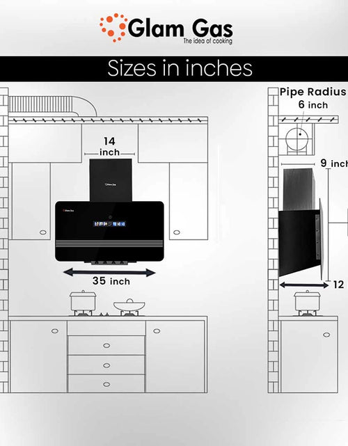 Load image into Gallery viewer, Glam Gas Range Hood | Orbit-12 | Kitchen Hood | Chimney
