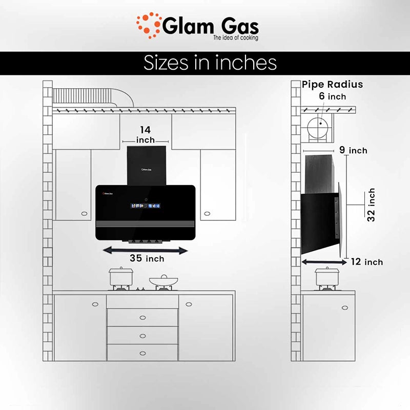 Glam Gas Range Hood | Orbit-12 | Kitchen Hood | Chimney