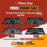 Glam Gas Hob | Tempered Glass | 3 Burner | Kitchen Stove | Gas Stove