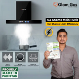 Glam Gas Range Hood | Thunder-11 | Kitchen Hood | T shape Chimney | 75,90 cm