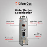 Glam Gas Water Heater | Water Heater | Geyser | 30 Gallon | 11x14 Gauge