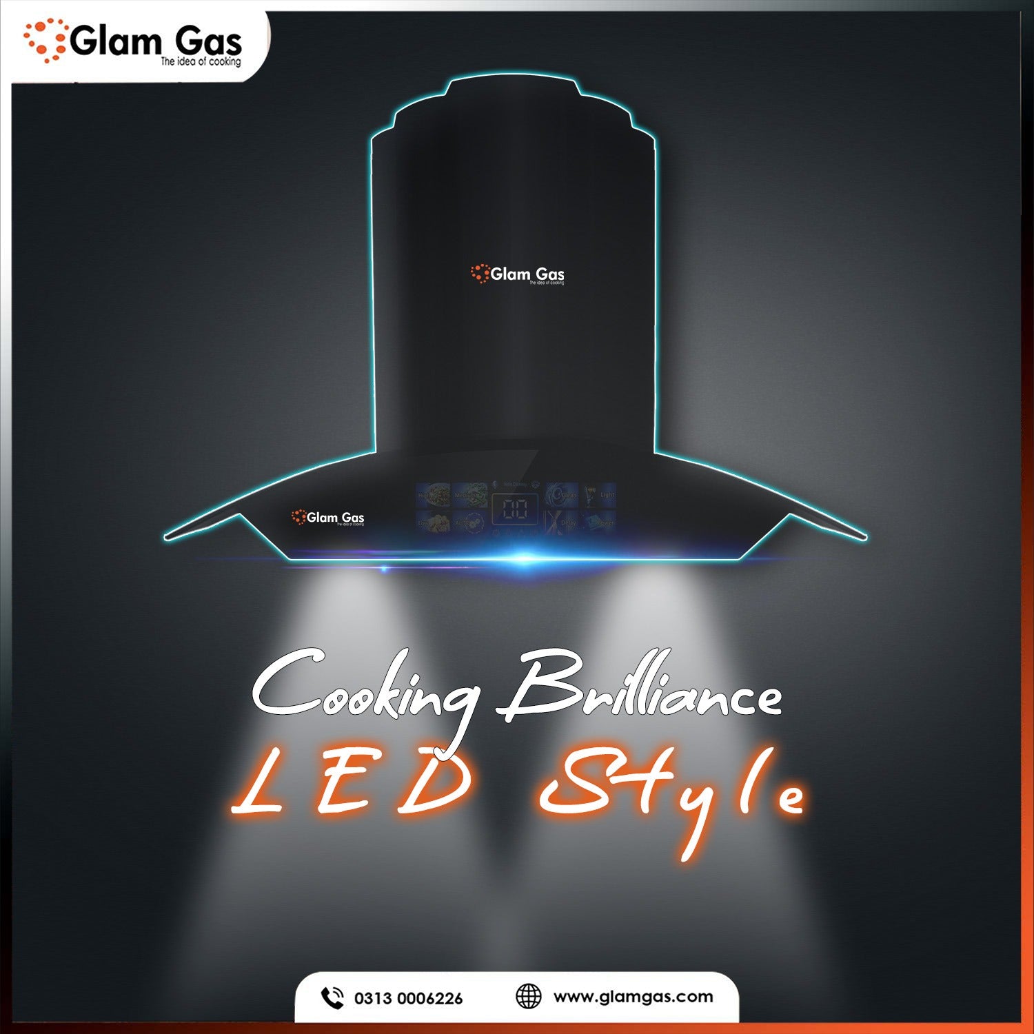 Glam Gas Range Hood G-12 Black | Custom Range Hood Online Shop Now in.