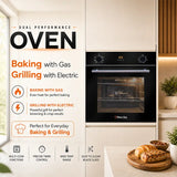 Dual performance built-in oven with gas baking and electric grilling in modern kitchen Pakistan