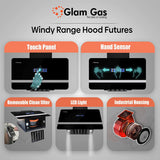 Glam Gas Range Hood | Windy-12 | Kitchen Hood | Chimney