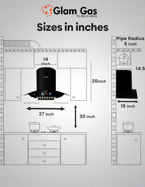 Load image into Gallery viewer, Glam Gas Range Hood | G-12 | Kitchen Hood | Chimney
