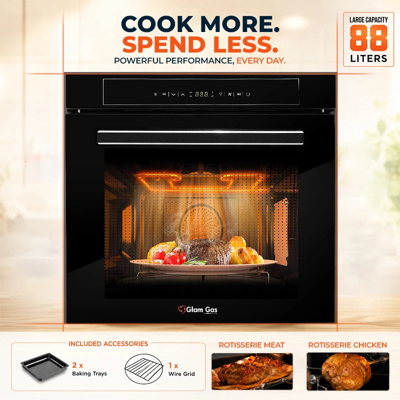 Glam Gas A68-SF3 88L Large Capacity Built-In Electric Oven with Convection Fan Pakistan