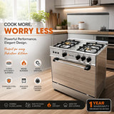 Glam Gas Baker's 34 stainless steel cooking range with 4 brass burners spacious oven and auto ignition Pakistan