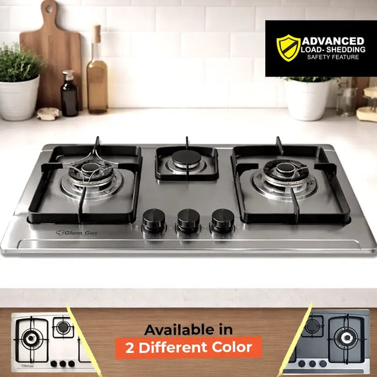 Glam Gas GG-10 3 burner stainless steel hob price in Pakistan LPG natural gas