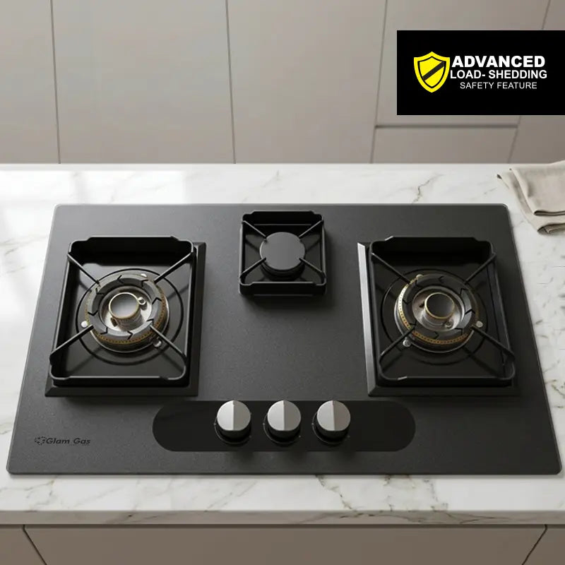 Glam Gas Glory built-in kitchen hob 3 burner tempered glass price in Pakistan