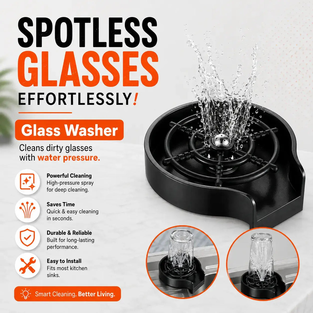 Buy glass washer for kitchen sink in Pakistan – high pressure glass rinser for quick cleaning Glam Gas