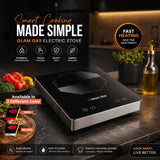 GlamGas Hot Glow 912 Red electric stove with touch control, available in red and silver