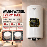 Glam Gas DUAL electric geyser 40, 50 and 60 liter with dual knob control