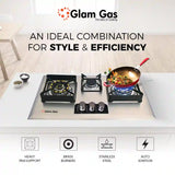 Glam Gas Hob | Berry & D-Cut hob | Stainless Steel | 3 Burner | Kitchen Stove | Gas Stove