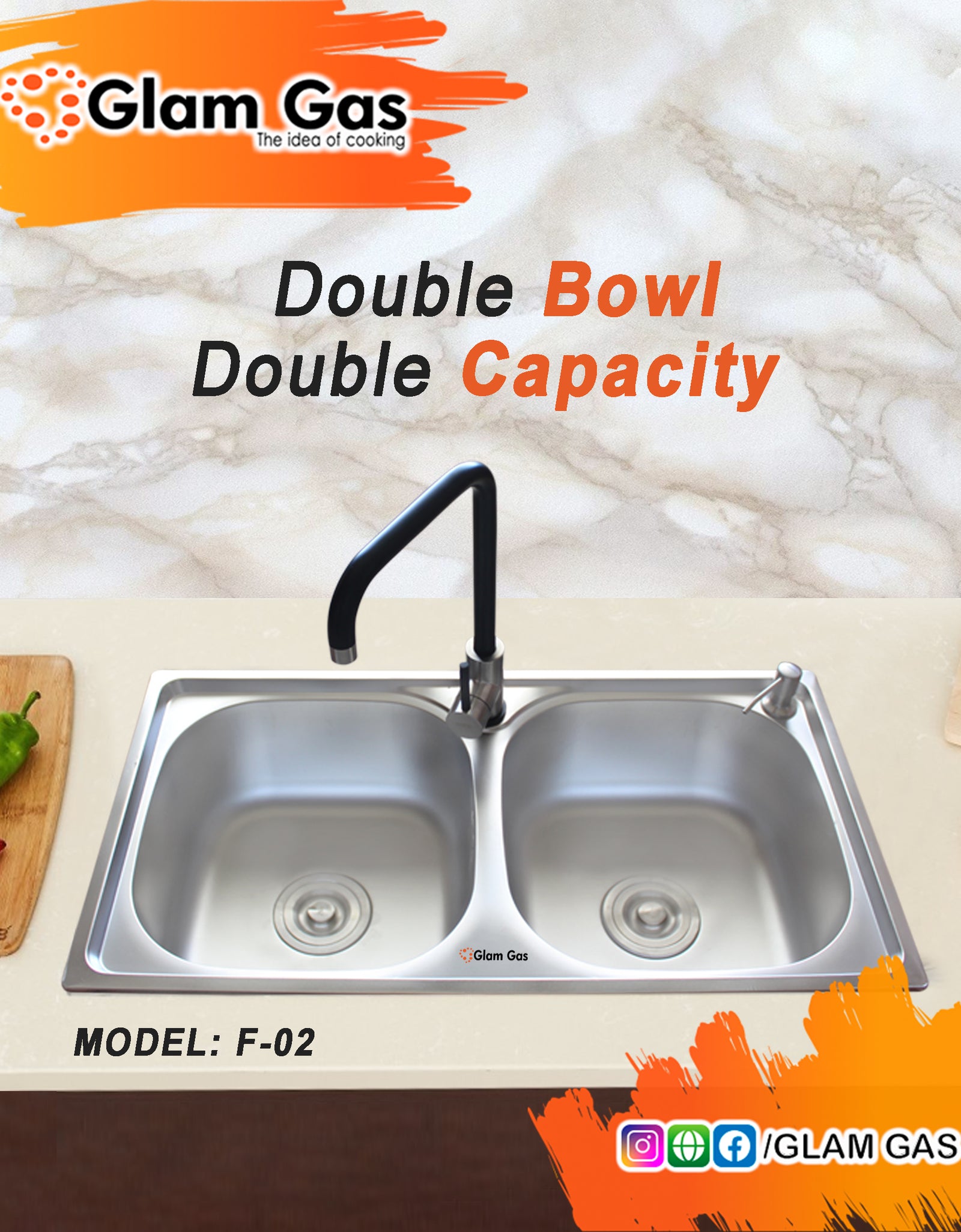 Buy Glam Gas F-02 |Smart Kitchen Sink kitchen basin in Pakistan Price